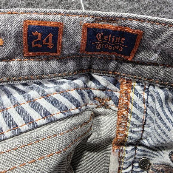 Rock Revival Denim Jeans Womens 24 Gray Celine Cropped Embellished Flap Pockets - Picture 5 of 9